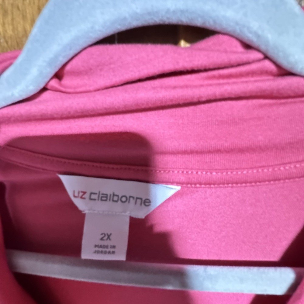 Liz Claiborne Cross Over Scrunch Side Dressy Pink 2x NEW Gold Buttons‎ Summer - Picture 2 of 5